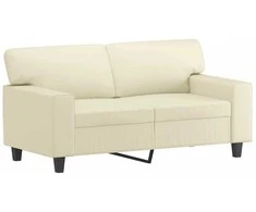 Dvivietė sofa, kreminės spalvos, 120cm, dirbtinė oda