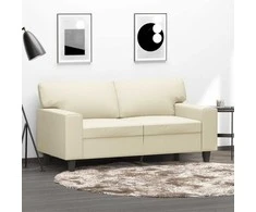 Dvivietė sofa, kreminės spalvos, 120cm, dirbtinė oda
