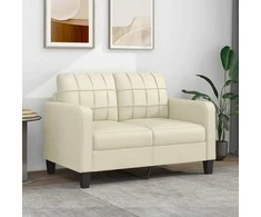 Dvivietė sofa, kreminės spalvos, 120cm, dirbtinė oda