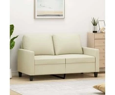 Dvivietė sofa, kreminės spalvos, 120cm, dirbtinė oda