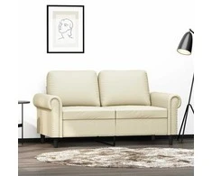 Dvivietė sofa, kreminės spalvos, 120cm, dirbtinė oda