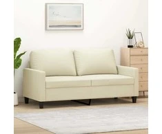 Dvivietė sofa, kreminės spalvos, 140cm, dirbtinė oda