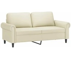 Dvivietė sofa, kreminės spalvos, 140cm, dirbtinė oda