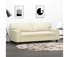 Dvivietė sofa, kreminės spalvos, 140cm, dirbtinė oda