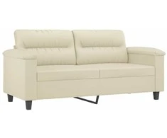 Dvivietė sofa, kreminės spalvos, 140cm, dirbtinė oda