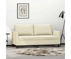 Dvivietė sofa, kreminės spalvos, 140cm, dirbtinė oda