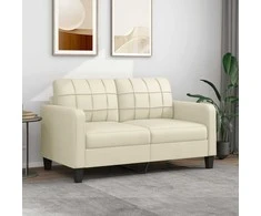 Dvivietė sofa, kreminės spalvos, 140cm, dirbtinė oda