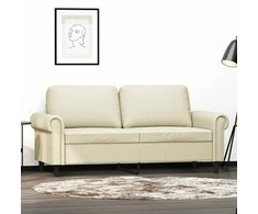 Dvivietė sofa, kreminės spalvos, 140cm, dirbtinė oda