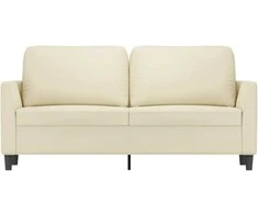 Dvivietė sofa, kreminės spalvos, 140cm, dirbtinė oda