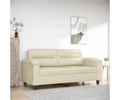 Dvivietė sofa, kreminės spalvos, 140cm, dirbtinė oda