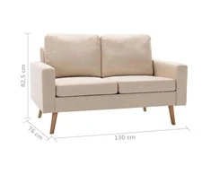 Dvivietė sofa, kreminės spalvos, audinys