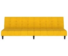 Dvivietė sofa-lova, geltonos spalvos, aksomas