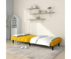 Dvivietė sofa-lova, geltonos spalvos, aksomas