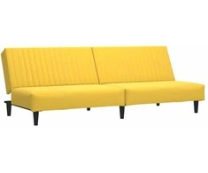 Dvivietė sofa-lova, geltonos spalvos, aksomas