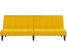 Dvivietė sofa-lova, geltonos spalvos, aksomas