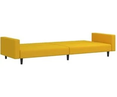 Dvivietė sofa-lova, geltonos spalvos, aksomas