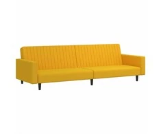 Dvivietė sofa-lova, geltonos spalvos, aksomas