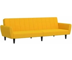 Dvivietė sofa-lova, geltonos spalvos, aksomas