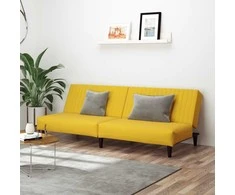 Dvivietė sofa-lova, geltonos spalvos, aksomas