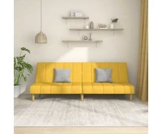 Dvivietė sofa-lova, geltonos spalvos, audinys