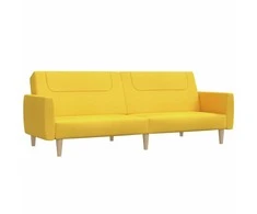 Dvivietė sofa-lova, geltonos spalvos, audinys