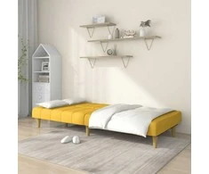 Dvivietė sofa-lova, geltonos spalvos, audinys