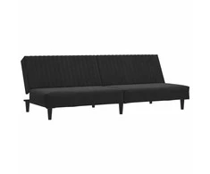 Dvivietė sofa-lova, juodos spalvos, aksomas