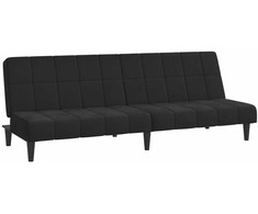 Dvivietė sofa-lova, juodos spalvos, aksomas