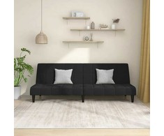Dvivietė sofa-lova, juodos spalvos, aksomas
