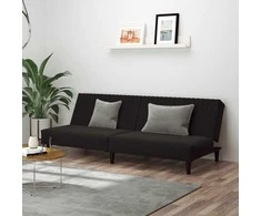 Dvivietė sofa-lova, juodos spalvos, aksomas