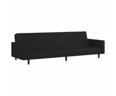 Dvivietė sofa-lova, juodos spalvos, aksomas