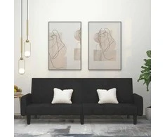Dvivietė sofa-lova, juodos spalvos, aksomas
