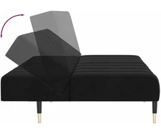 Dvivietė sofa-lova, juodos spalvos, aksomas