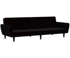 Dvivietė sofa-lova, juodos spalvos, aksomas