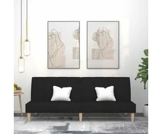 Dvivietė sofa-lova, juodos spalvos, audinys