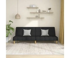 Dvivietė sofa-lova, juodos spalvos, audinys