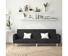 Dvivietė sofa-lova, juodos spalvos, audinys