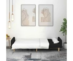 Dvivietė sofa-lova, juodos spalvos, audinys