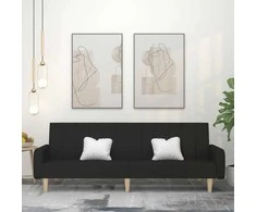 Dvivietė sofa-lova, juodos spalvos, audinys