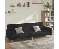 Dvivietė sofa-lova, juodos spalvos, audinys