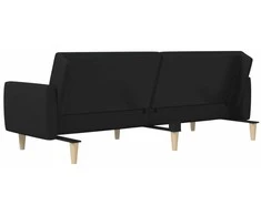 Dvivietė sofa-lova, juodos spalvos, audinys