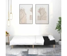 Dvivietė sofa-lova, juodos spalvos, audinys