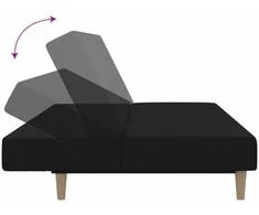 Dvivietė sofa-lova, juodos spalvos, audinys