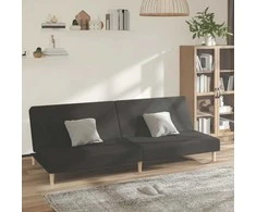 Dvivietė sofa-lova, juodos spalvos, audinys