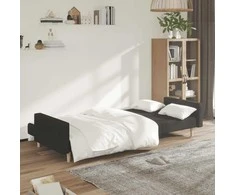 Dvivietė sofa-lova, juodos spalvos, audinys
