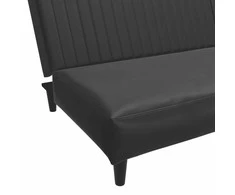 Dvivietė sofa-lova, juodos spalvos, dirbtinė oda