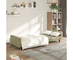 Dvivietė sofa-lova, kapučino spalvos, dirbtinė oda