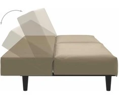 Dvivietė sofa-lova, kapučino spalvos, dirbtinė oda