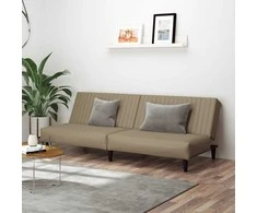 Dvivietė sofa-lova, kapučino spalvos, dirbtinė oda