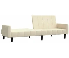 Dvivietė sofa-lova, kreminės spalvos, aksomas